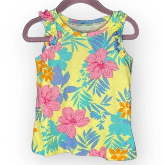 GAP NWT Girls Mix Tropical Floral Print Tank Yellow Ruffle Strap Multiple Sizes - Picture 1 of 6